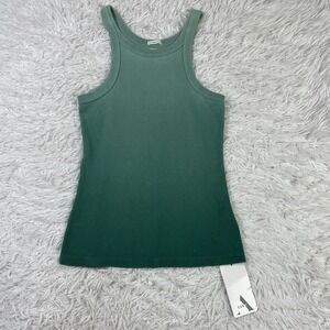 NWT Mother Shirt Womens XS Cameo Green Chin UPS Tank Top Stretch Ribbed $120MSRP